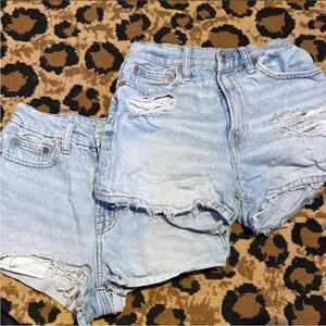 2 pairs American Eagle Outfitters Light Blue Jean Shorts Size 000 and 00
